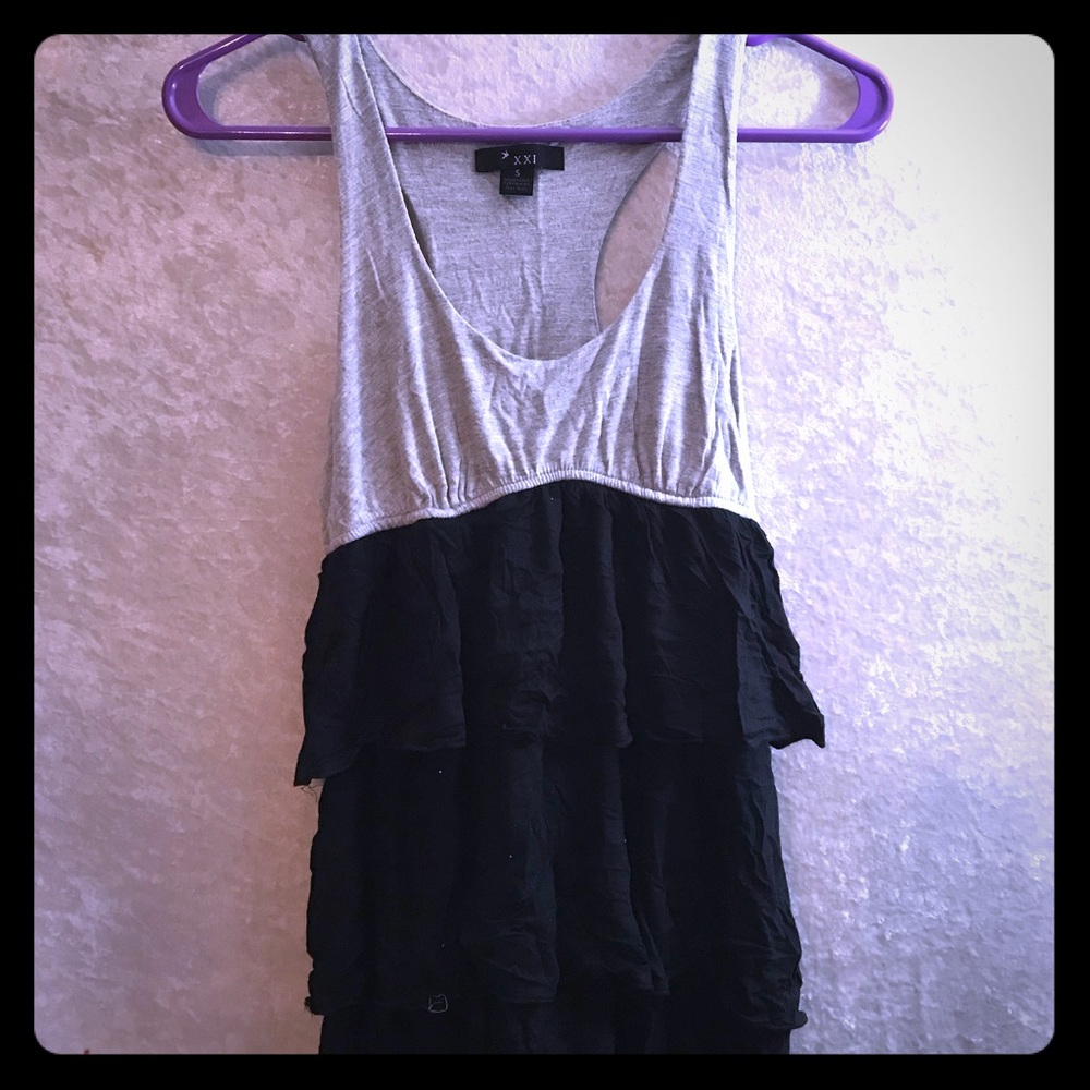 Y back grey and black dress